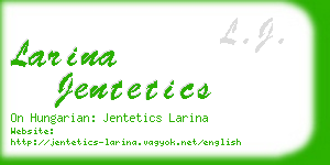larina jentetics business card